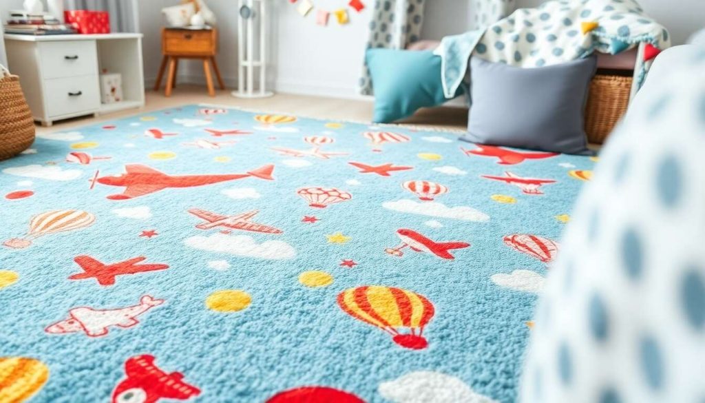 Avis sur le tapis enfants Carpetia : motifs avions et montgolfières