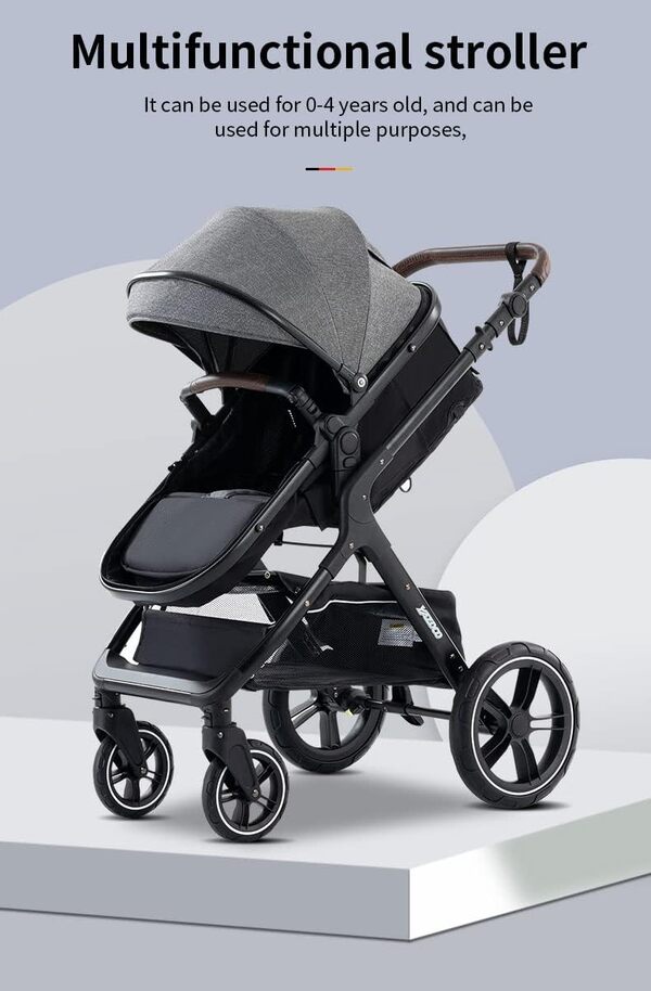 YAZOCO Poussettes 3 en 1 Citadines Poussettes Combinées Poussette Tricycle Baby Walker Poussette Haute Paysage Poussettes Pliantes Trolley Bébé Landau pour 0-36 (1 Noir)