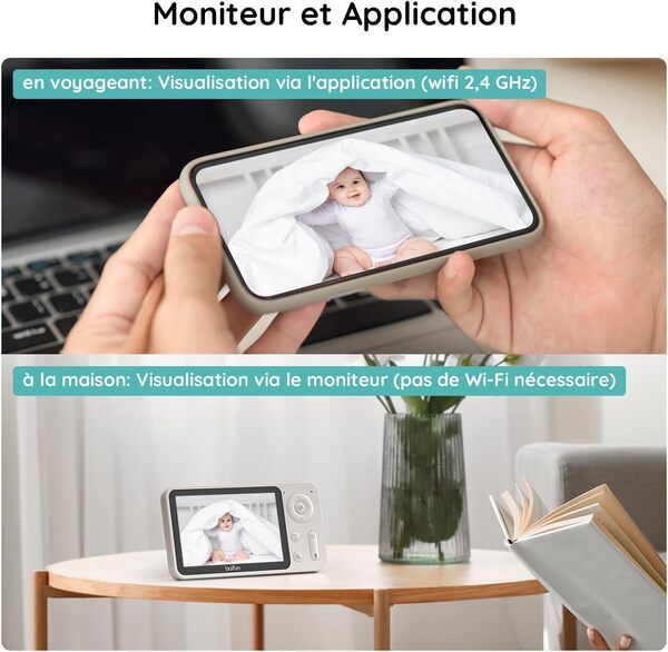 BOIFUN Babyphone Caméra avec Application Telephone 1080P 4.3