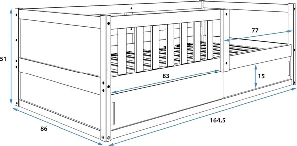 lit Enfant en Bois avec conteneur et Cadre 160x80 Smart 2