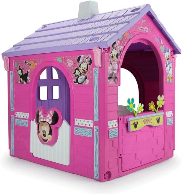 INJUSA - Maison de Jouet Minnie Mouse pour Enfants +3 Ans | Cabane Exterieur de Jardin en Plastique avec 3 Portes d'Entrée | 1 Fenêtre | Licence Disney | Couleur Rose