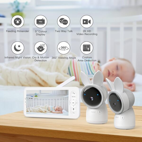 ARENTI Babyphone 2 Caméra 3MP, 5
