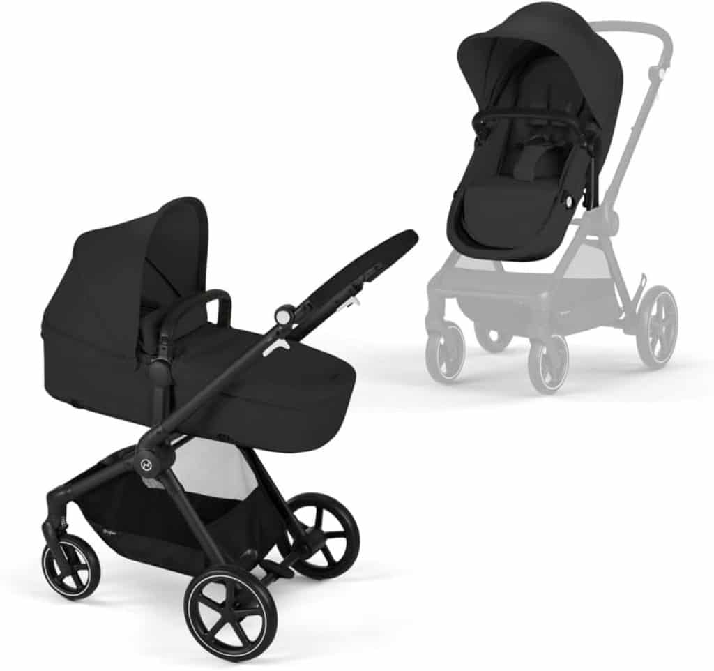 Test : cybex gold poussette EOS 2-en-1, de la naissance à 22 kg en moon black