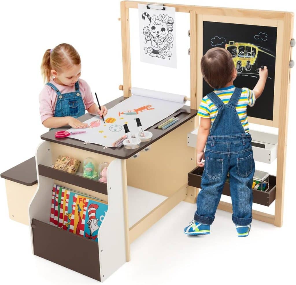 Test du bureau enfants 2 en 1 de Costway : pratique et ludique