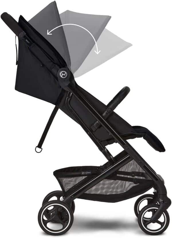 Cybex Gold Poussette Beezy avec Harnais One-Pull, de la Naissance à environ 4 ans (max. 22 kg), Compacte et Ergonomique, Moon Black (Noir)