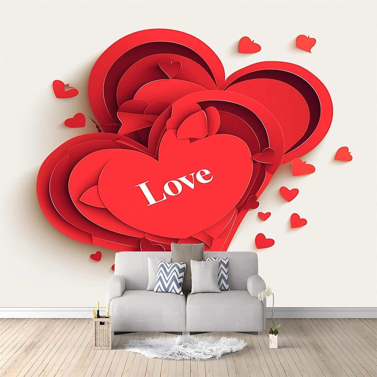 Avis : papier peint intissé Amour rouge en relief 3D