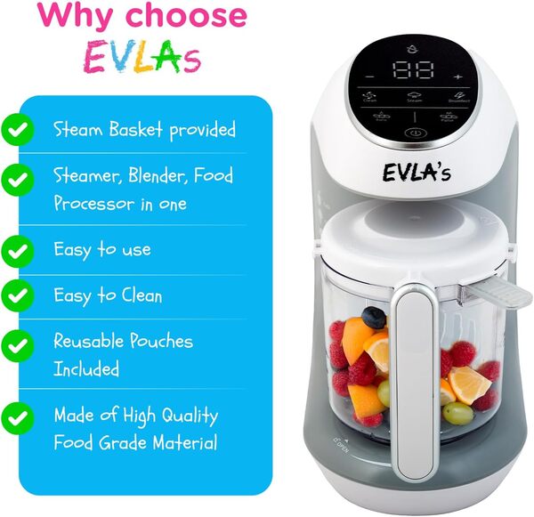 Baby Food Maker Baby Food Processor Blender Grinder Steamer Cooks Blends Healthy Homemade Baby Food in Minutes Self Cleans...