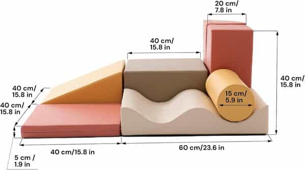 IGLU Soft Play 7 XL Blocs de Construction en Mousse Jouets éducatifs Modules de Motricité (Pastel Autumn)