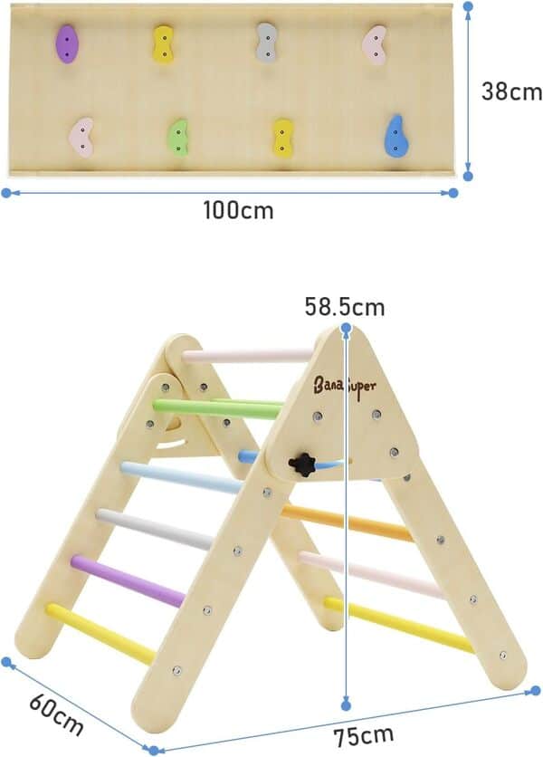 BanaSuper Ensemble de Triangle d'escalade Pliable pour Enfants avec Rampe, Jouet Montessori de Développement pour Enfants, Aire de Jeux de Type Parcours d'obstacles pour Bébés à l'intérieur