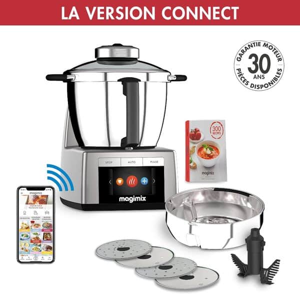 Magimix Cook Expert Connecté - Robot de cuisine Multifonction Connect 3,5L, Moteur Professionnel 1700W,Chrome mat