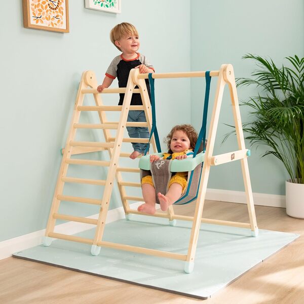 TP Toys active-Tots, Jeu d’escalade et de balançoire en bois, utilisation intérieure et pliable, jouet pour bébé et enfant en bas âge, jeu d’escalade et de jeu d’intérieur avec balançoire, 6 mois et +