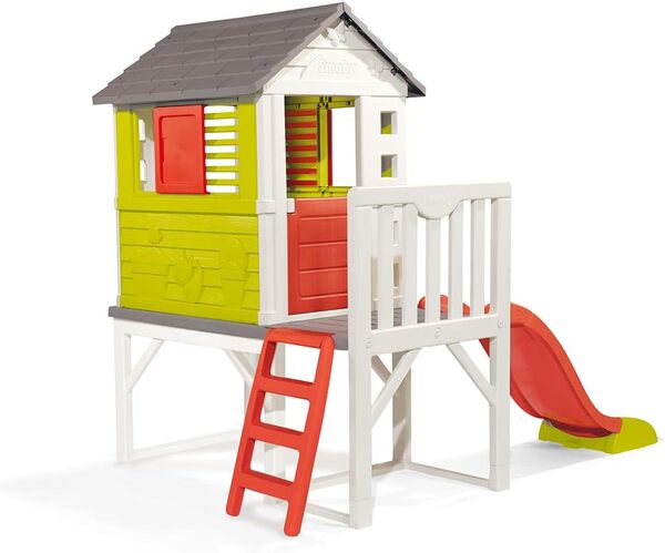 Smoby - Maison Pilotis - Cabane de Jardin Enfant - Toboggan + Echelle - 810800