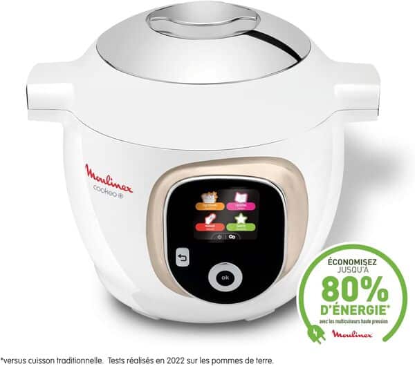 Moulinex Lot Multicuiseur intelligent Cookeo, Cuisson haute pression, 150 recettes intégrées plus Couvercle Extra Crisp pour frire sans huile plus Housse de transport