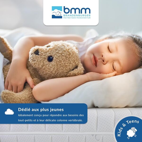 BMM Matelas pour Enfants Razze 90x200 cm, Niveau de fermeté H2 / Matelas en Mousse Froide certifié Öko-Tex/Matelas pour Jeunes adapté à Tous Les Lits/Matelas fabriqués en Allemagne