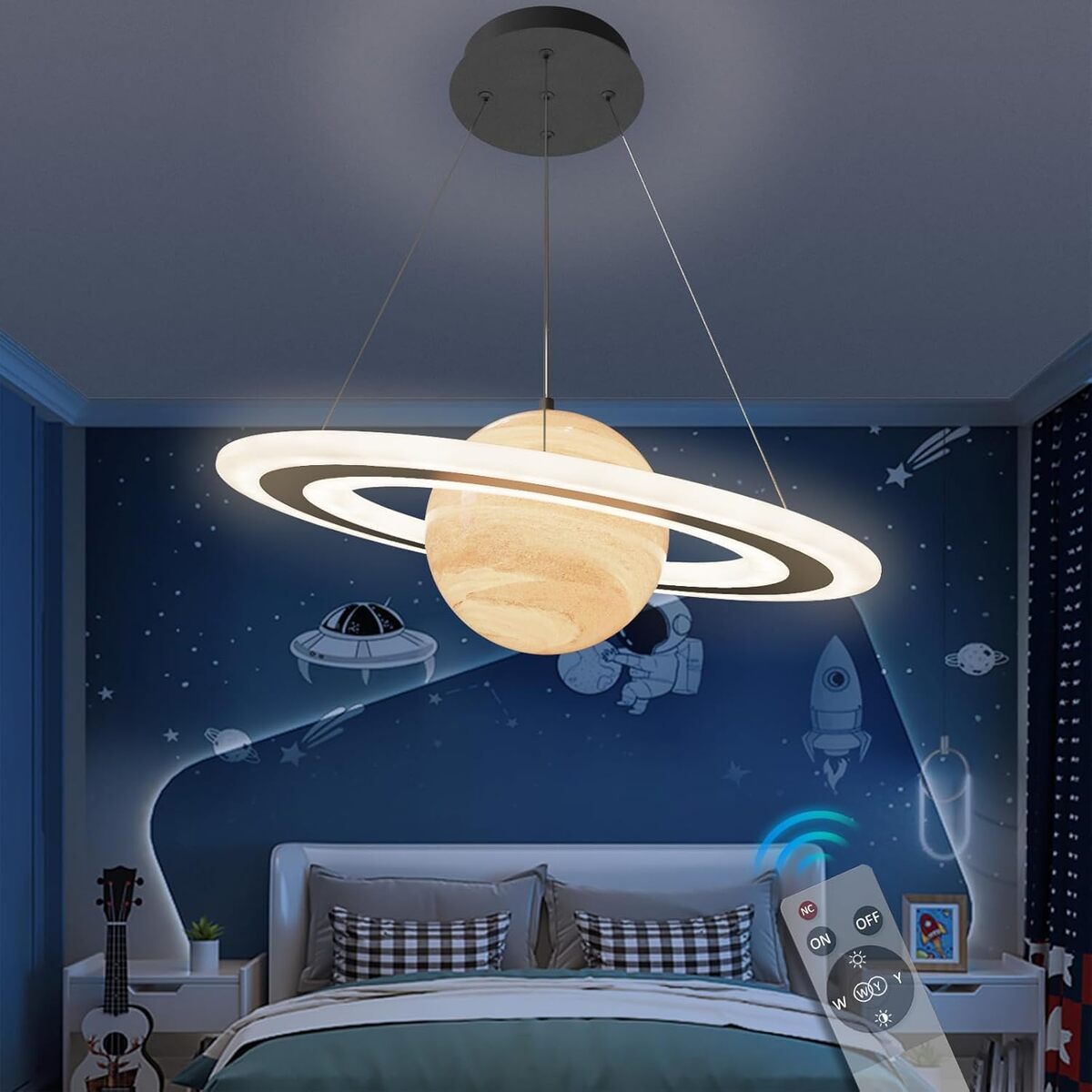Test de la lampe suspendue DROMEZ Planète pour chambre d'enfant