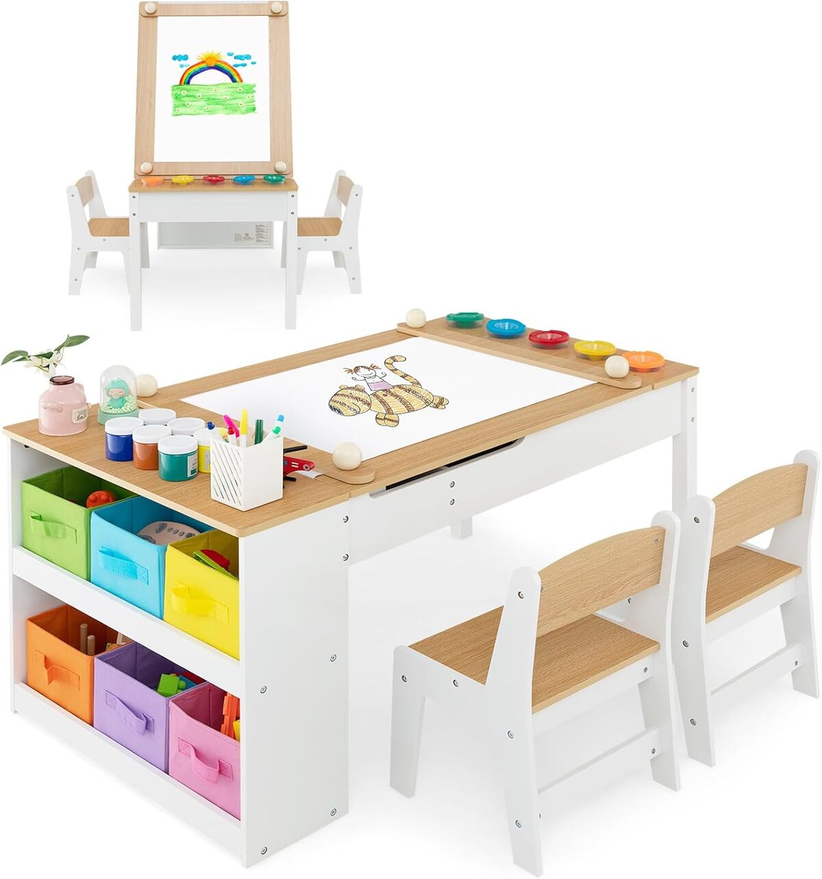 Test : table enfant 2 en 1 Costway avec chaises et rangement