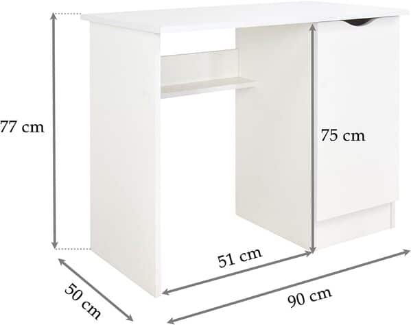 Leomark Confortable Bureau pour Enfants avec étagère - Roma - Blanc Meuble pour Chambre d'enfant, Equipement de Salle, Style scandinave, Hauteur: 77 cm (Animaux)