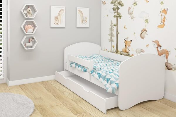 ACMA Lit Enfant Bébé II TIROIR Matelas Gratuite Blanc (160x80 cm + tiroir, Blanc)