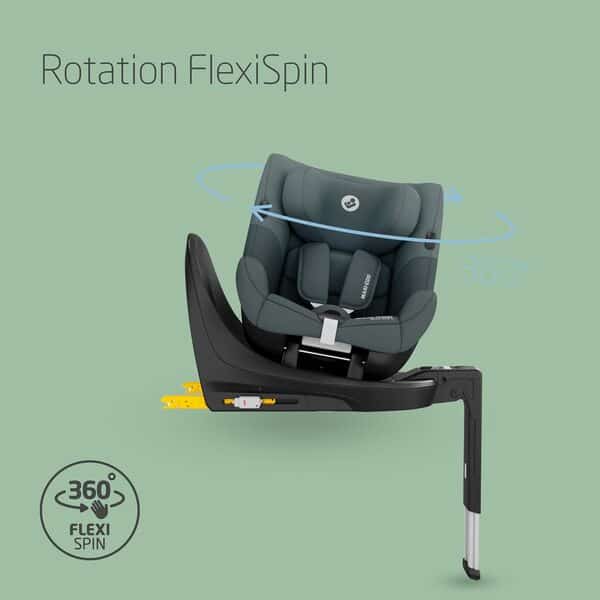 Maxi-Cosi Mica 360 S, Siège-auto bébé i-Size, De 3 mois à 4 ans (61–105 cm), Siège-auto isofix 360 pivotant, Rotation FlexiSpin, 5 inclinaisons, Protection G-CELL, Harnais Easy-in, Tonal Graphite