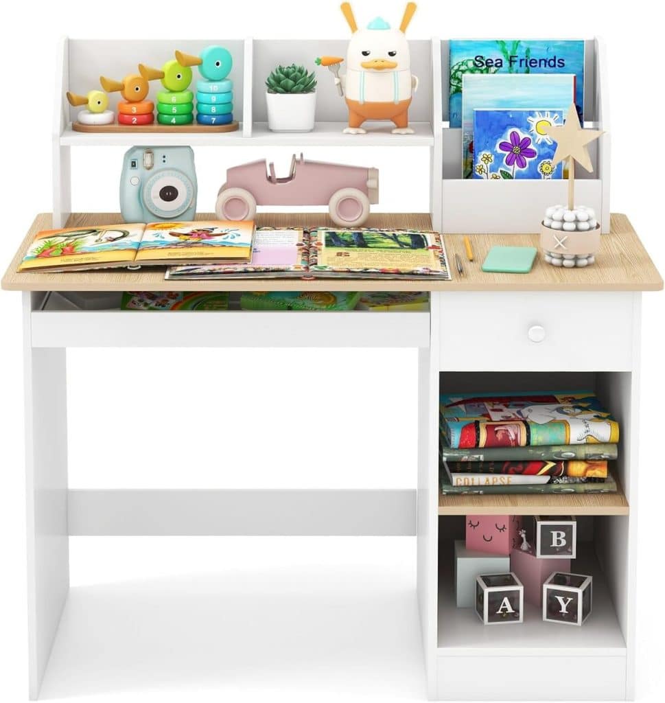 Test : bureau enfants Costway bois avec étagères