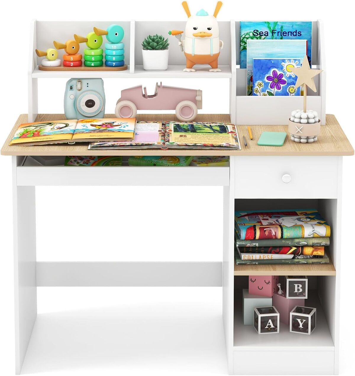 Test : bureau enfants Costway bois avec étagères
