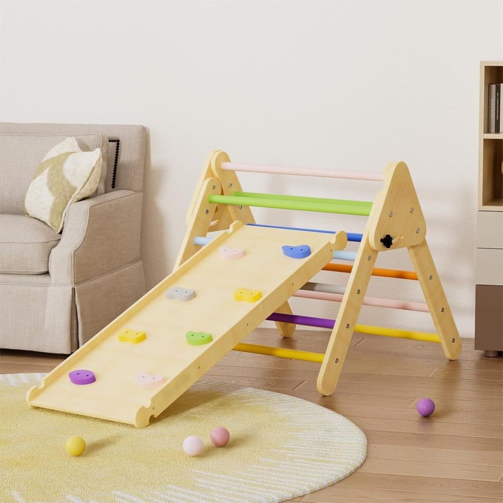 Test du triangle arc-en-ciel Benarita : aire de jeux montessori pliable