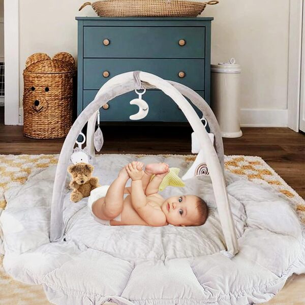 YUMBOT Tapis d’Éveil Bébé 5-en-1, 0 Mois+, Tapis de Jeux Bébé Polyvalent, 5 jouets d'activité amovibles,Tapis de Jeu pour Bébé Cadeau, Antidérapant épais