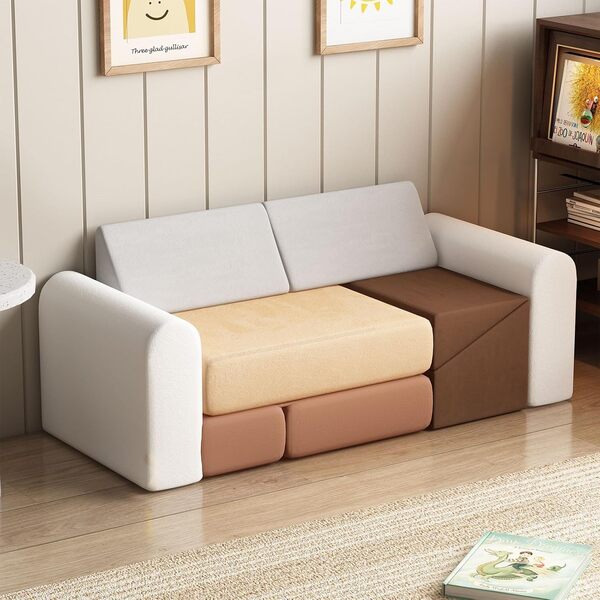 BanaSuper Blocs Mousse Éducatifs Modulables | Équipement de Jeu Souple pour Bébé | Canapé-lit de Jeu pour Enfants | Canapé-lit en Mousse pour Tout-Petits | Blocs en Mousse pour Grimper et Ramper