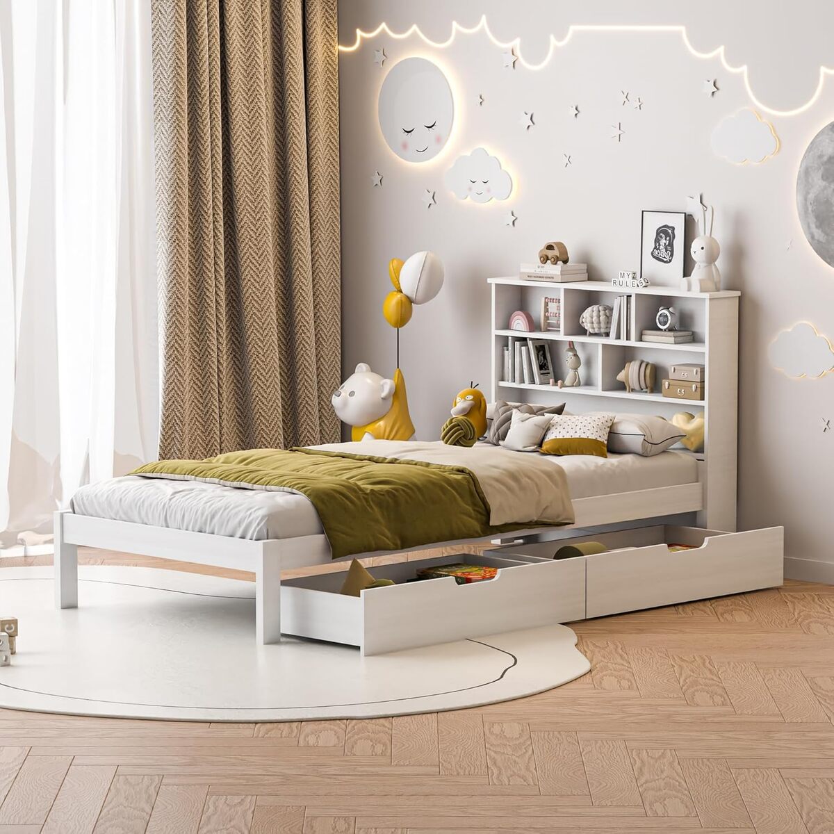 Test : lit Montessori à lattes 90x200 cm en bois blanc