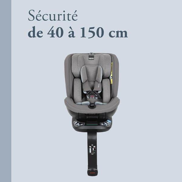 Inglesina Halley Pro, Noir, Siège Auto Pivotant 360° ISOFIX, de 0 à 12 Ans (40-150 cm), Inclinable et Respirant, Homologué ECE R129/03
