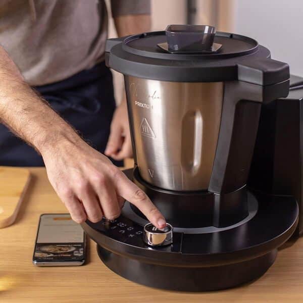PRIXTON Robot de cuisine multifonctions My Foodie Wi-Fi Écran tactile APP mobile avec livre de recettes en ligne 1000W 10 vitesse Double cuiseur à vapeur