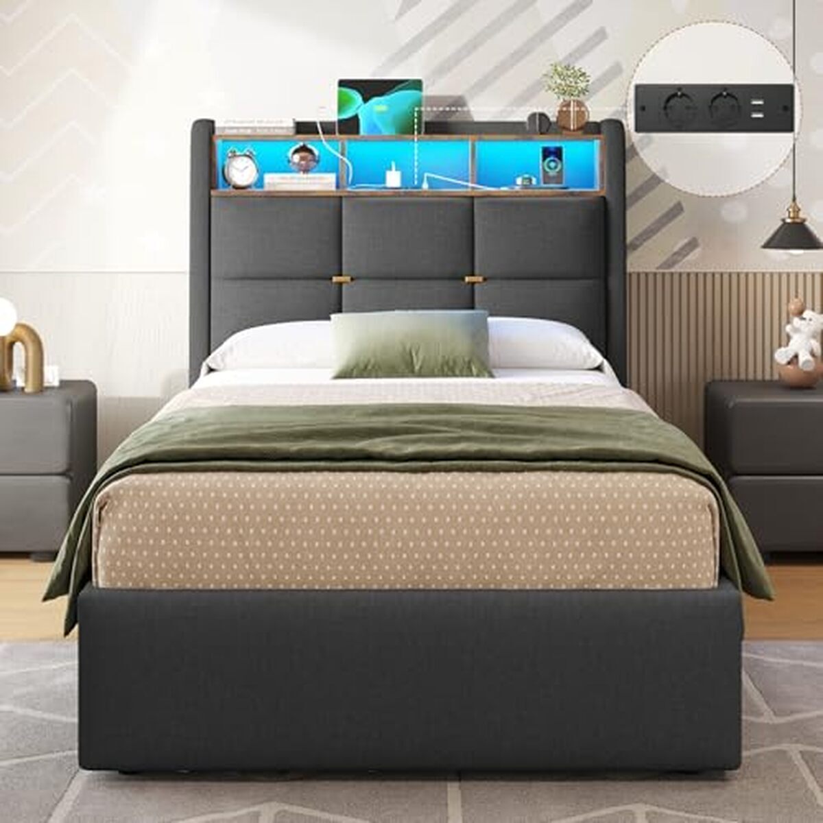 Test du lit coffre Dictac 90x190 avec LED et rangement