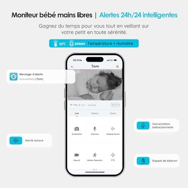 Découvrez le babyphone 1080P ieGeek : une solution avancée avec caméras PTZ et alertes intelligentes pour une sécurité renforcée de votre enfant.