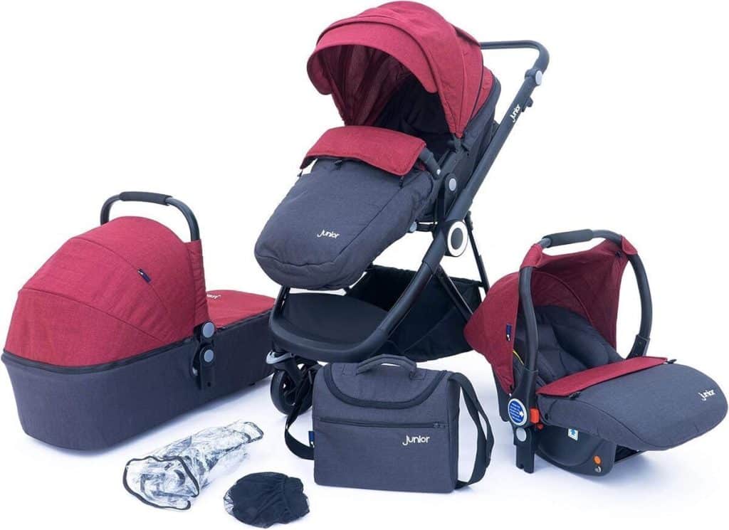 Test de la poussette combinée Petex 3 en 1 rouge
