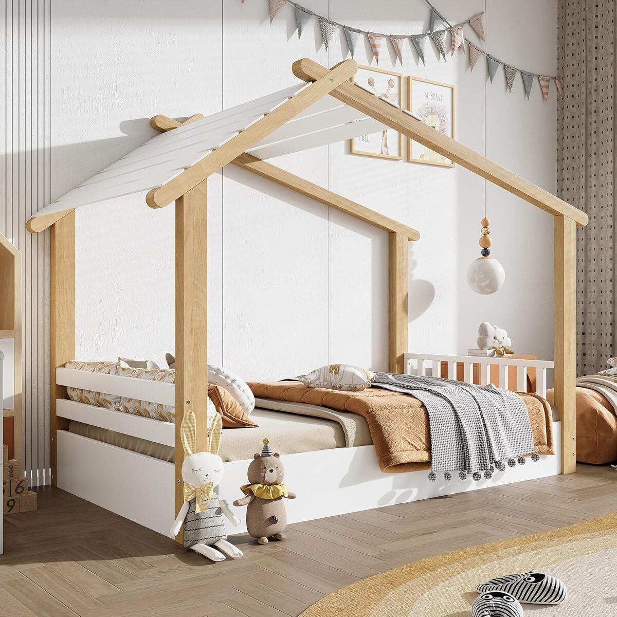 Test du lit cabane ModernLuxe enfant 90x190 cm bois blanc et naturel