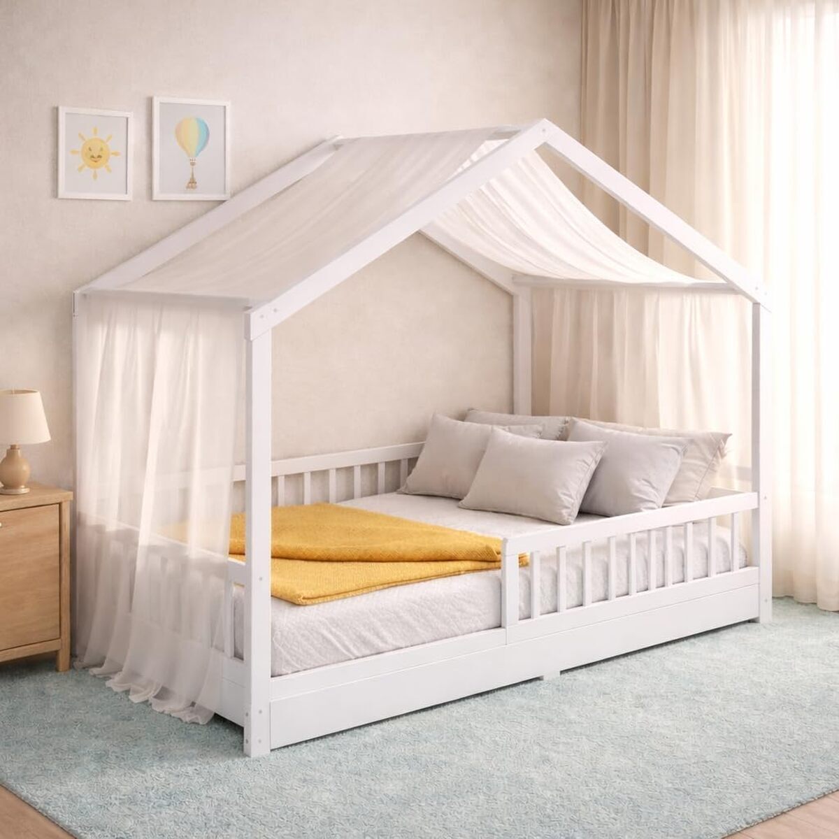Test du lit maison CADANI Malte 90x200 cm : sécurité et design Montessori