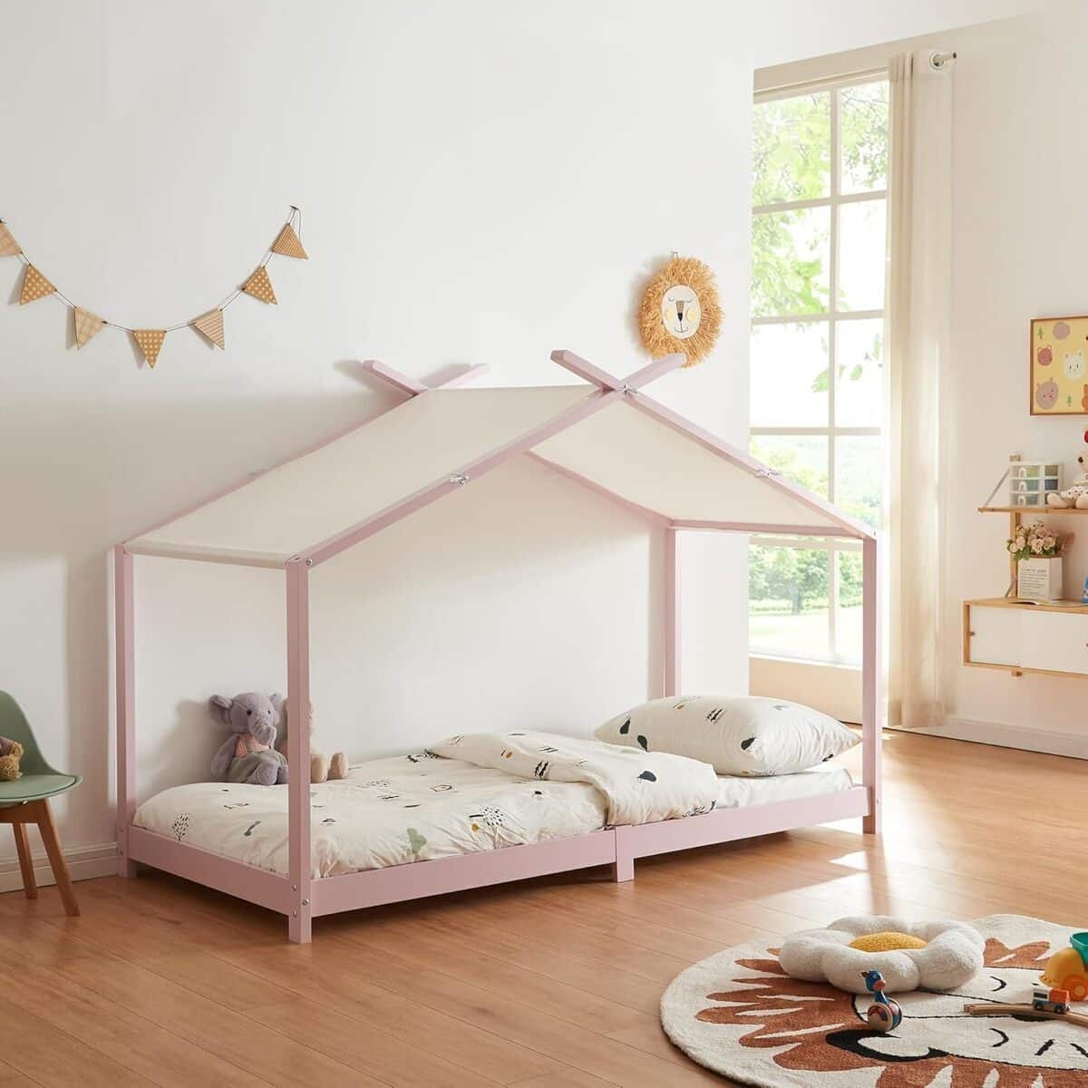 Test : lit enfant cabane [en.casa] 90x200 cm bois et tissu