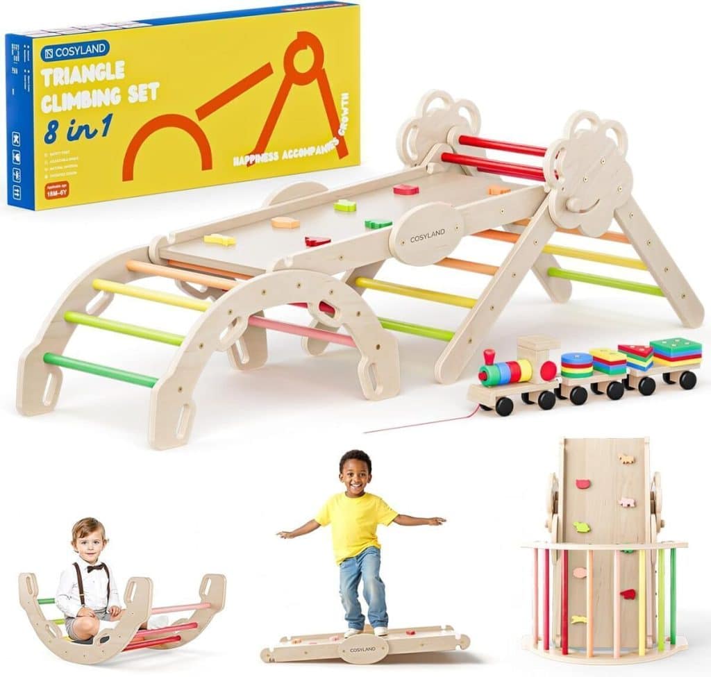Test du triangle d'escalade pliable Cosyland Montessori 8-en-1