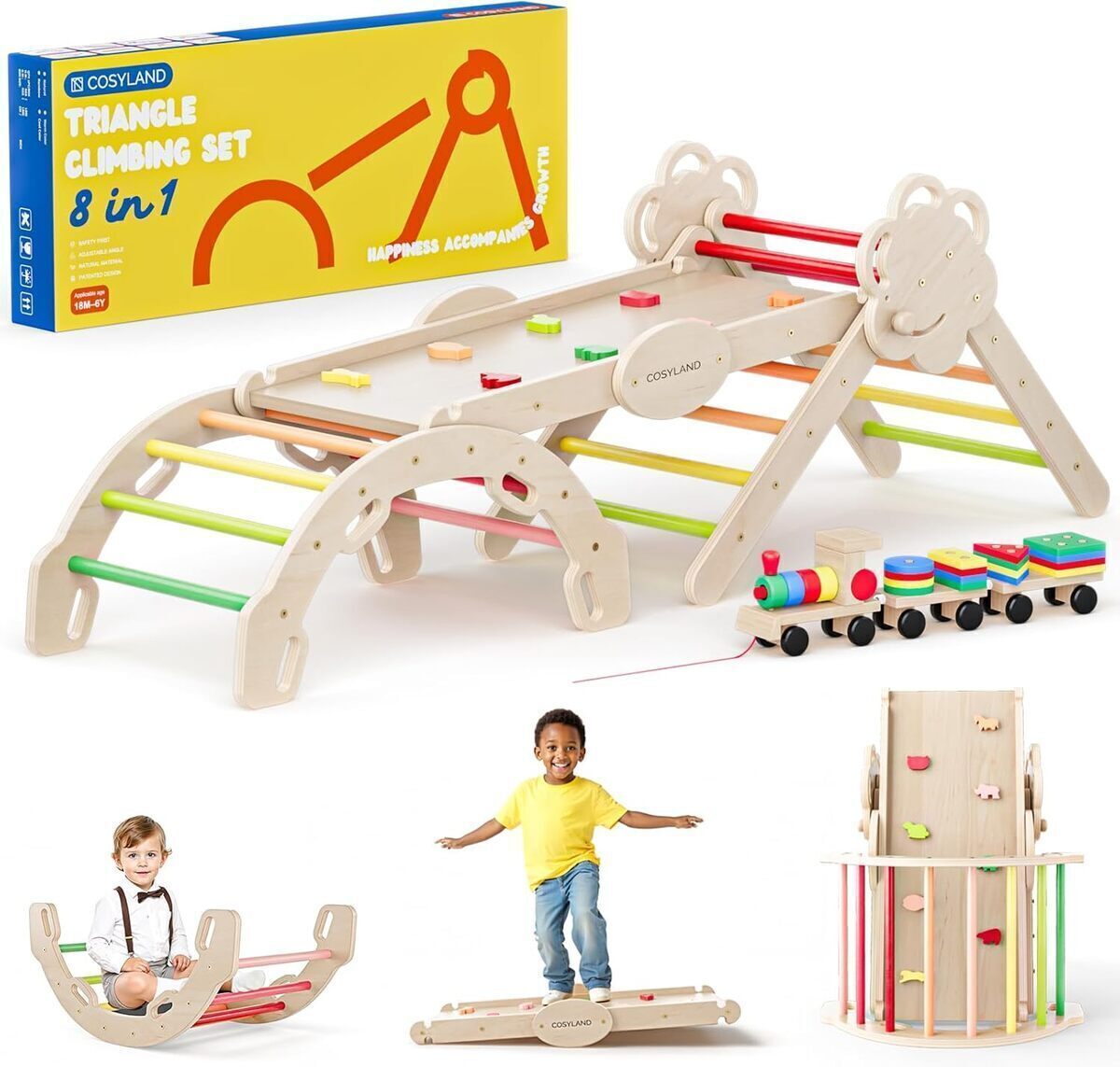 Test du triangle d'escalade pliable Cosyland Montessori 8-en-1