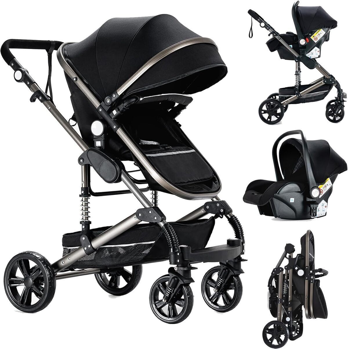 Test de la poussette Reenborn 3 en 1 modèle 739 black