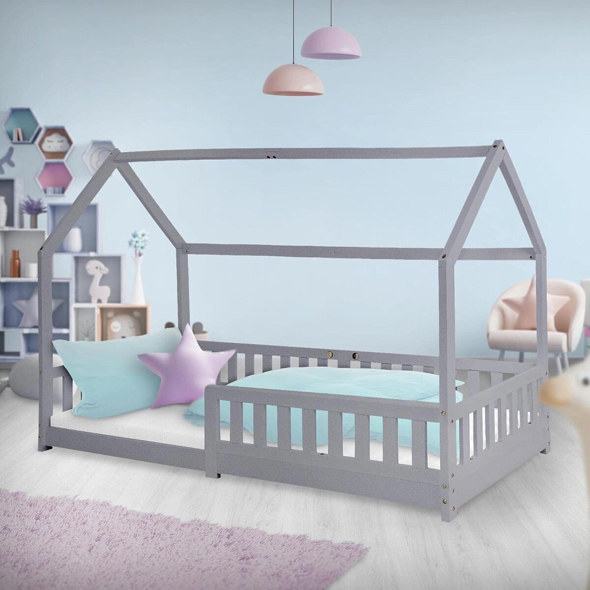 Test du lit cabane ML-Design 90x200 cm pour enfant : sécurité et style maison