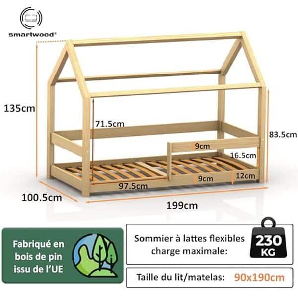 Découvrez notre test complet du lit cabane Smartwood Milo 90x190 en bois massif : qualité, design et confort pour la chambre de votre enfant.