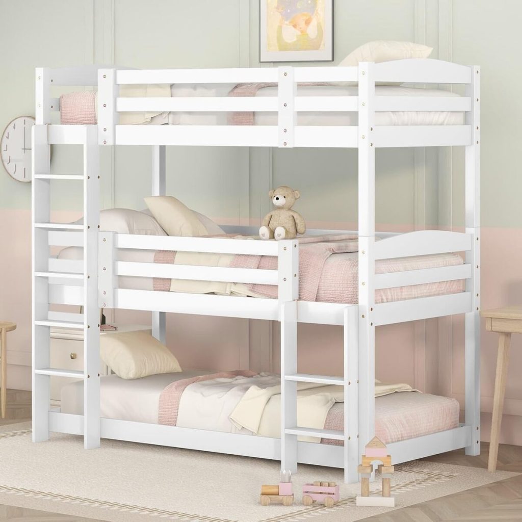 Test du lit superposé enfant 3 places blanc PUGSDRLY